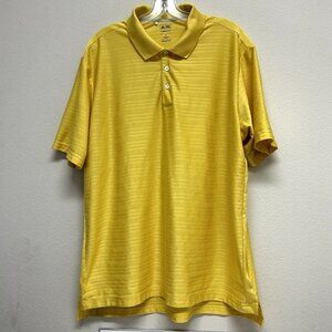 Adidas ClimaCool Golf Polo Shirt Mens XL Yellow Striped Short Sleeve Athletic